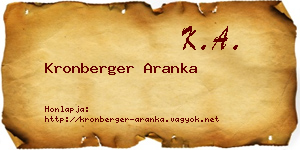 Kronberger Aranka névjegykártya
